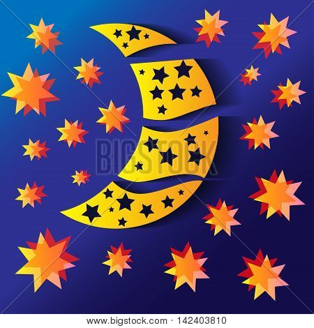 background with half moon and stars vector illustration