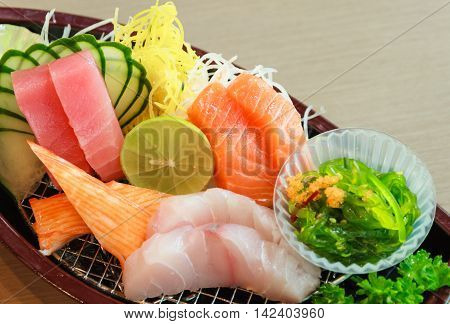 Japanese food on meal time at restaurant.