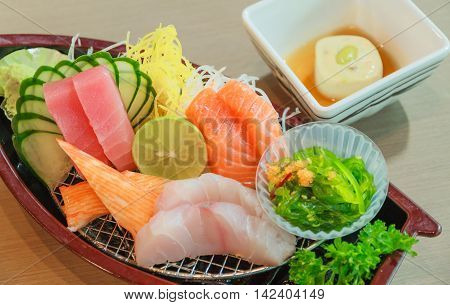 Japanese food on meal time at restaurant.