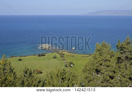Small Islands near Ttakkas Bay Viewed from Adonis Trail North Coast of Akamas Peninsula Cyprus