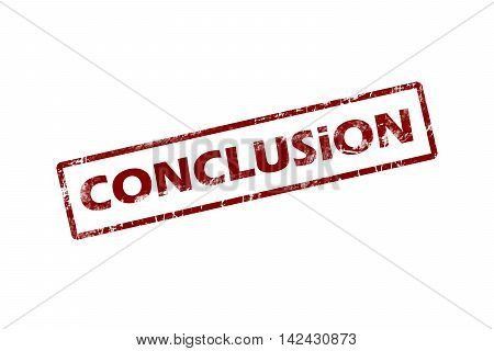 Rubber stamp with word conclusion inside, red grunge stamp