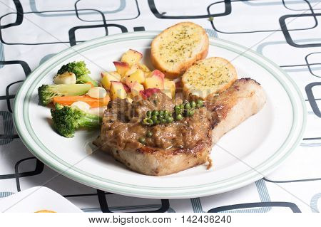 Pork chop steak / cooking pork chop steak concept