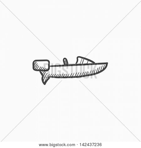 Motorboat vector sketch icon isolated on background. Hand drawn Motorboat icon. Motorboat sketch icon for infographic, website or app.