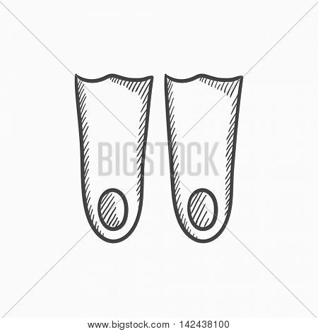 Flippers vector sketch icon isolated on background. Hand drawn Flippers icon. Flippers sketch icon for infographic, website or app.