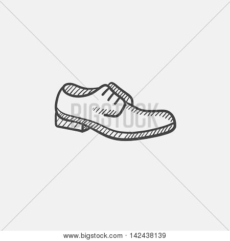 Shoe with shoelaces vector sketch icon isolated on background. Hand drawn Shoe with shoelaces icon. Shoe with shoelaces sketch icon for infographic, website or app.