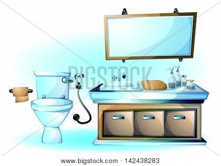 Cartoon Vector Illustration Interior Toilet Object