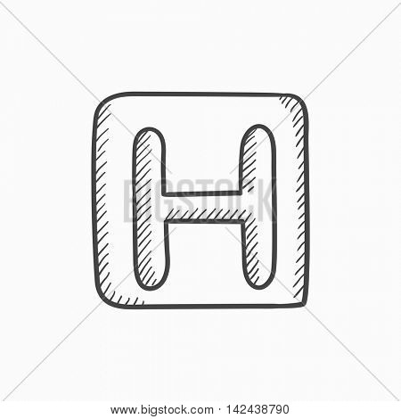 Hospital sign vector sketch icon isolated on background. Hand drawn Hospital sign icon. Hospital sign sketch icon for infographic, website or app.
