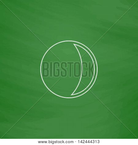 lunation Outline vector icon. Imitation draw with white chalk on green chalkboard. Flat Pictogram and School board background. Illustration symbol