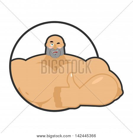 Muscled Thumbs Up Showing . Sign All Right. Happy Athlete. Hand Showing Ok. Gesture Of Hand. Good Bo