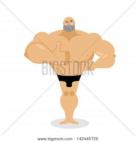 Muscled Thumbs Up Showing . Sign All Right. Happy Athlete. Hand Showing Ok. Gesture Of Hand. Good Bo