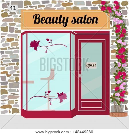 Beauty salon building facade. Vector illustration EPS 10.