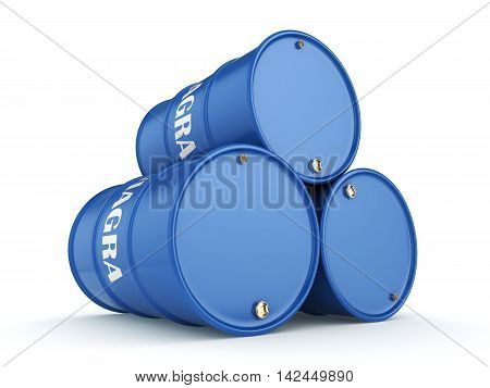 3D Rendering Blue Barrels Viagra
