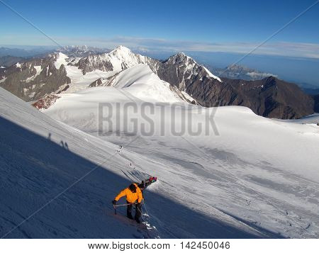 Climbing Mount Kazbek, the Caucasus. Extreme emotions.