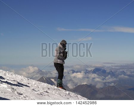Climbing Mount Kazbek, the Caucasus. Extreme emotions.