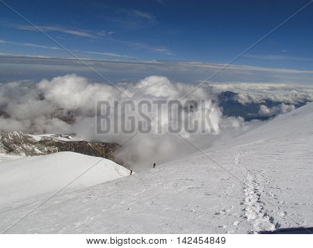 Climbing Mount Kazbek, the Caucasus. Extreme emotions.