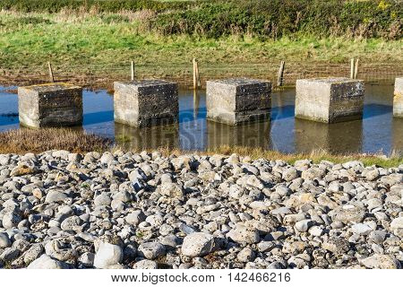 Anti Tank Cubes, Stone World War Two Invasion Defences.