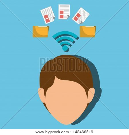 man wifi file document vector illustration graphic