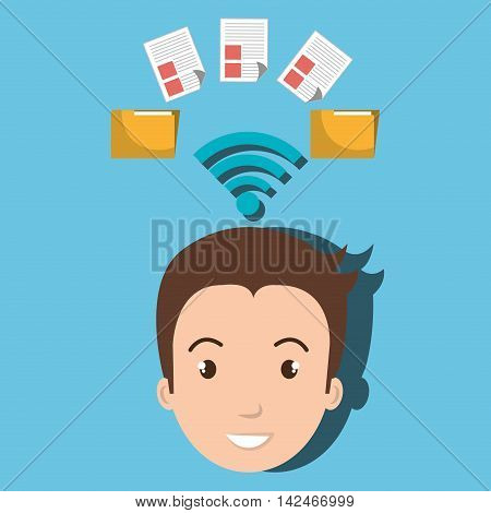 man wifi file document vector illustration graphic