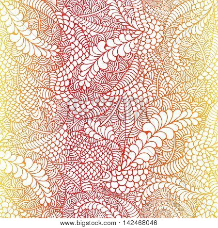 Seamless floral abstract wave ornaments hand drawn vector illustration made of simple doodles. Zen tangle pattern tangled texture