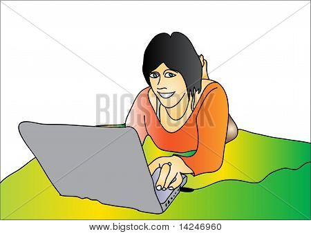 Kvinde og Notebook