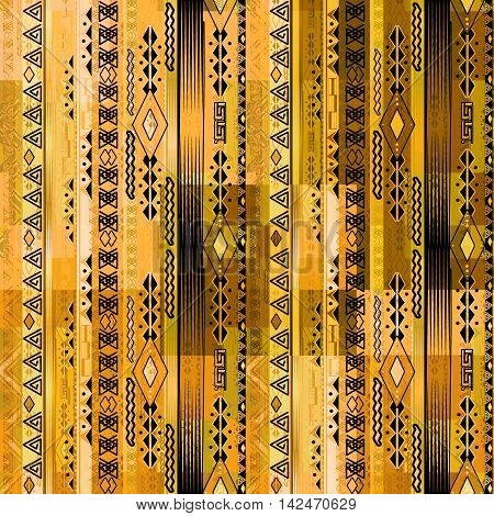 African ethno abstract seamless tribal pattern with decorative folk elements background
