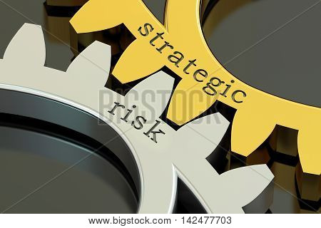 Strategic Risk concept on the gearwheels 3D rendering