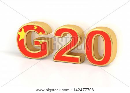 Summit G20 concept. Chinese G20 meeting 3D rendering
