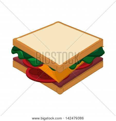 flat design whole sandwich icon vector illustration