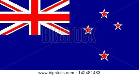 Flag of New Zealand in correct size proportions and colors. Accurate dimensions. New Zealand national flag.