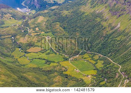 View On Geirangerfjord From Dalsnibba Viewpoint In Norway