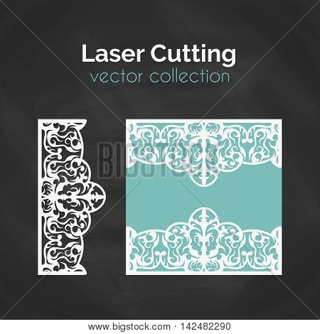 Laser Cut Card. Template For Laser Cutting. Cutout Illustration With Abstract Decoration. Die Cut Wedding Invitation Card. Vector Envelope Design.