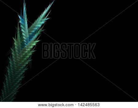 Abstract green and blue plant on black background fractal
