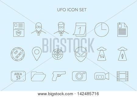 Set Of Vector Logo With Ufo, Alias And Cosmic Ship.