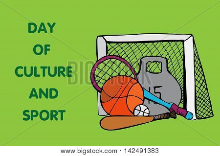 Sports Equipment. Day Of Culture And Sport.