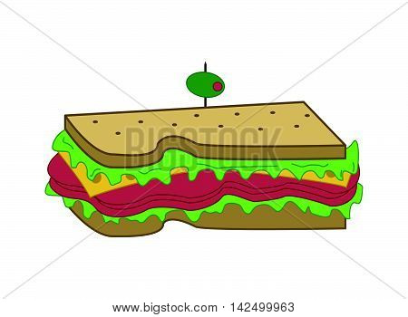 flat design sandwich with olive icon vector illustration