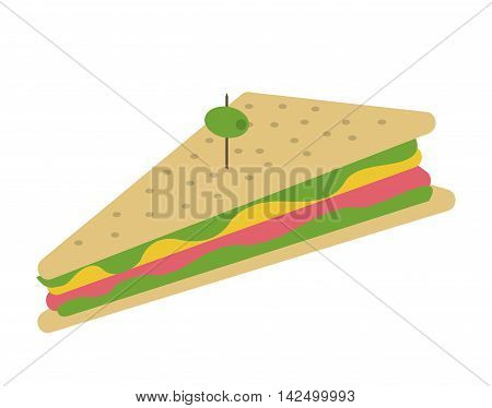 flat design triangle sandwich with olive icon vector illustration