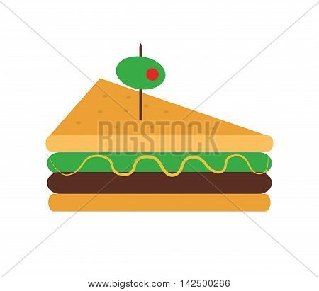 flat design triangle sandwich with olive icon vector illustration