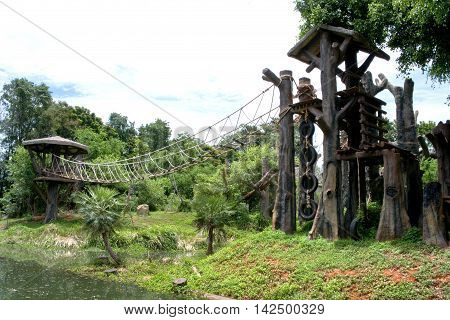 Place for monkey at the zoo. (Korat zoo in Thailand)