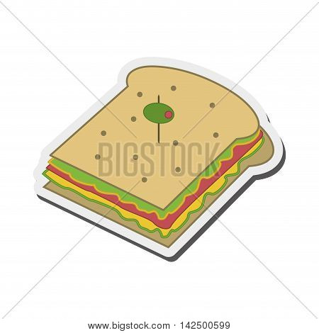 flat design sandwich with olive icon vector illustration
