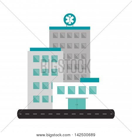 flat design hospital building icon vector illustration