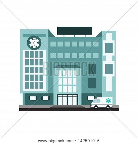 flat design hospital building icon vector illustration