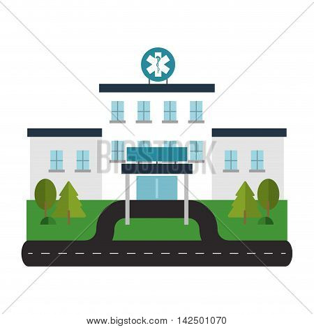 flat design hospital building icon vector illustration