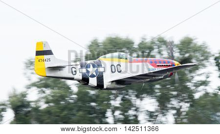 Leeuwarden, The Netherlands - June 10: P51 Mustang Displaying At The Dutch Air Force Open House. Jun