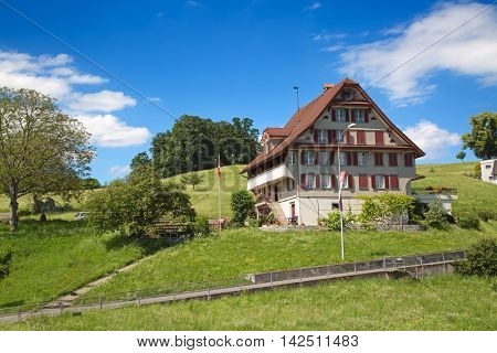 Summer landscape in the lake Luzern region nearby city of Weggis