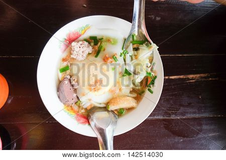 Thai noodle local food at Ban Na Ton Chan village Sukhothai province in Thailand and we call it 
