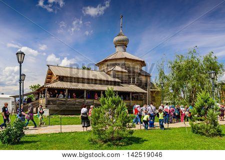 Sviyazhsk island, Tatarstan, Russia - June 12, 2016: Old wooden Church on the island of Sviyazhsk.