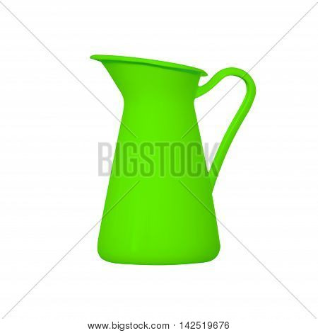 Storage for liquids - Green jug ewer on a white background.