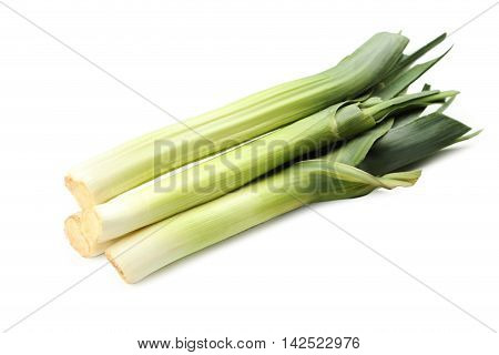 Green Leeks Isolated On A White Background