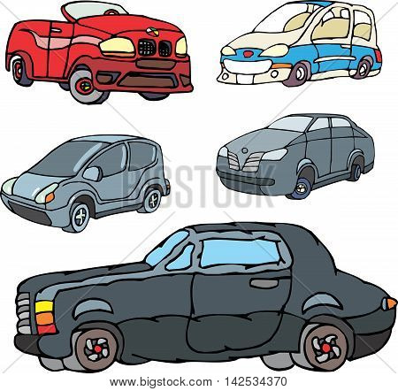 Set Of Comic Non-brand Cars