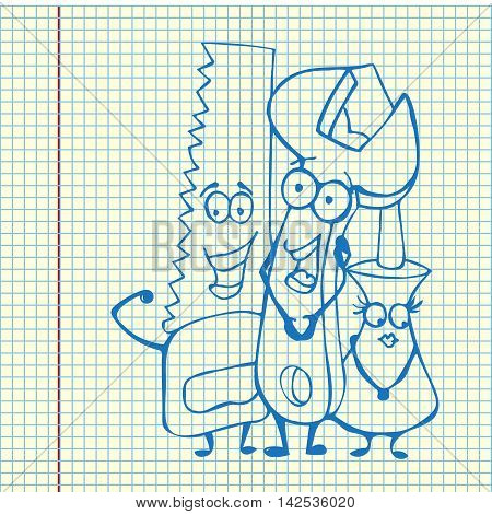 Work tools. Labour day. Hand drawn vector stock illustration. Sheet ball pen drawing.